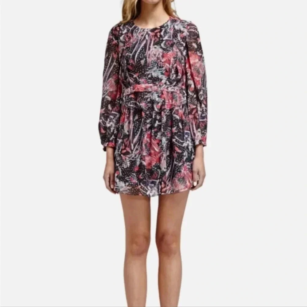 IRO Deylfe silk ruffle printed mini dress - Picture 3 of 10